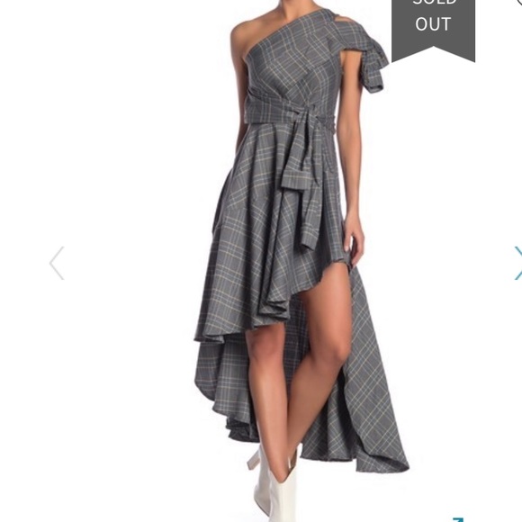Gracia Dresses & Skirts - Gracia one  Shoulder Plaid Ruffle Hi-Lo Dress